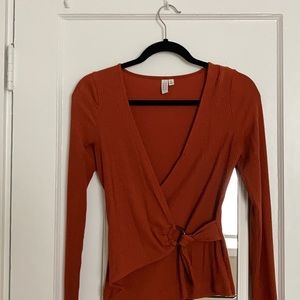& Other Stories Orange Rib Knit Top